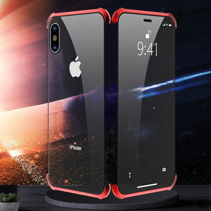 Magnetic double-sided tempered glass phone case for iPhone, ultimate shockproof full protection