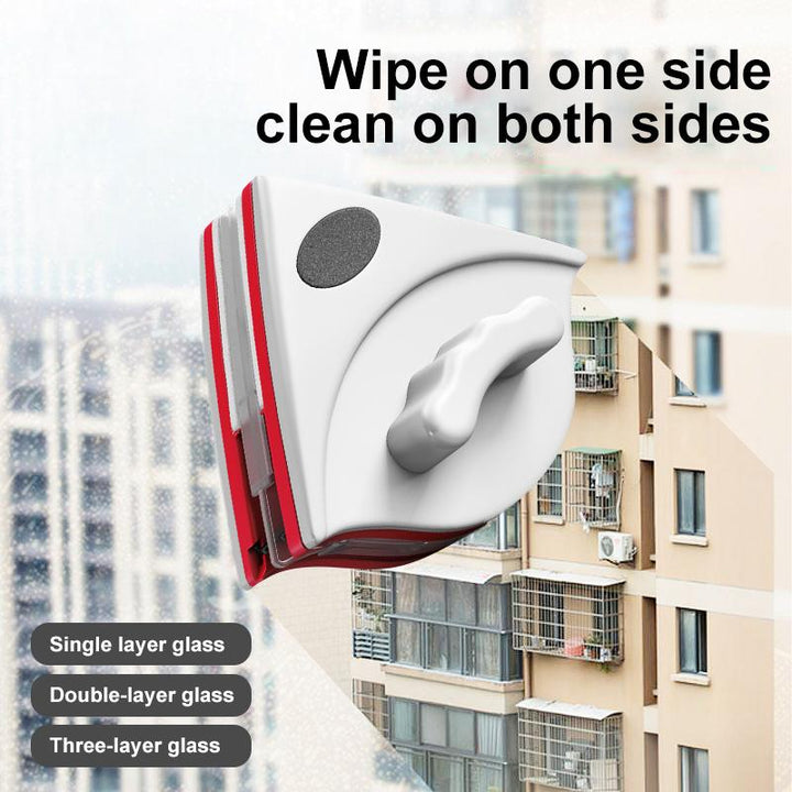 Magnetic double-sided window cleaner for efficient glass cleaning of household windows