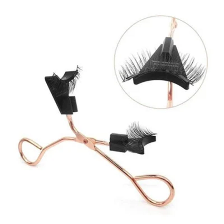 Close-up of the magnetic closure mechanism for the reusable 3D false eyelashes.