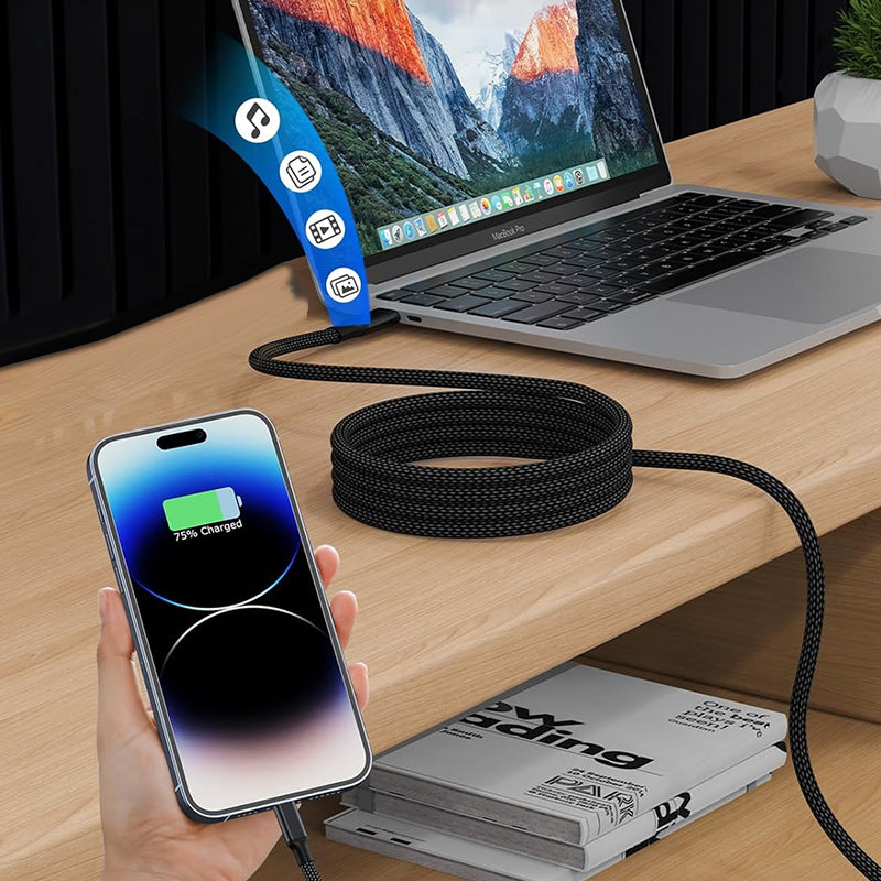 White 1M magnetic folding charging cable, emphasizing its clean design and smart functionality