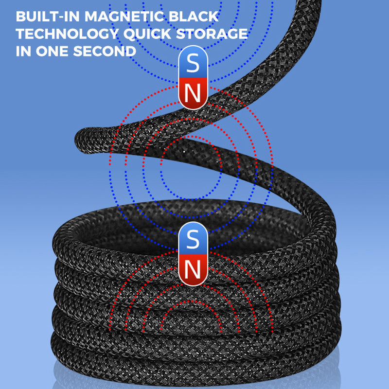 Magnetic data cable, 1M, in white, showcasing its unique folding mechanism for portability
