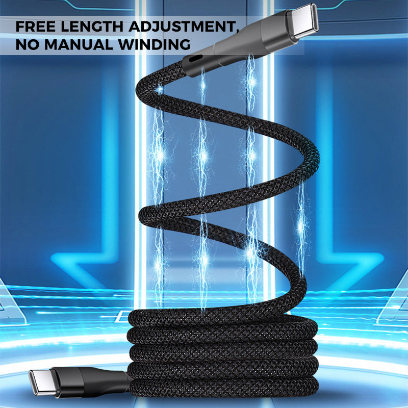 Close-up of the magnetic connector on the 1M folding charging cable, highlighting Type-C option