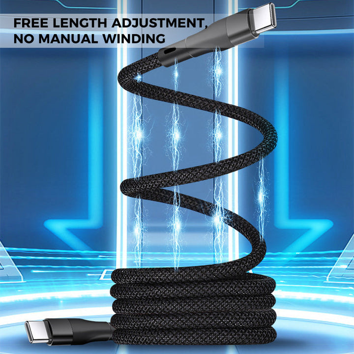 Close-up of the magnetic connector on the 1M folding charging cable, highlighting Type-C option