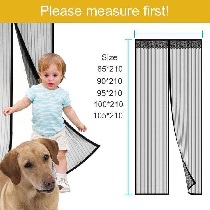 Mesh curtain magnetic screen door, pet friendly fly screen