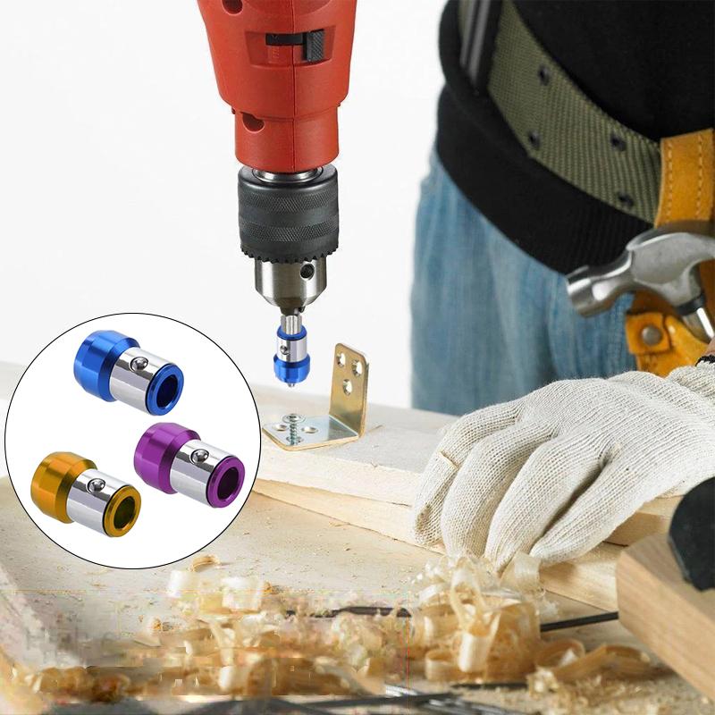 Magnetic screwdriver bit rings, 3-piece set, for enhanced grip on fasteners, DIY repair tool accessory