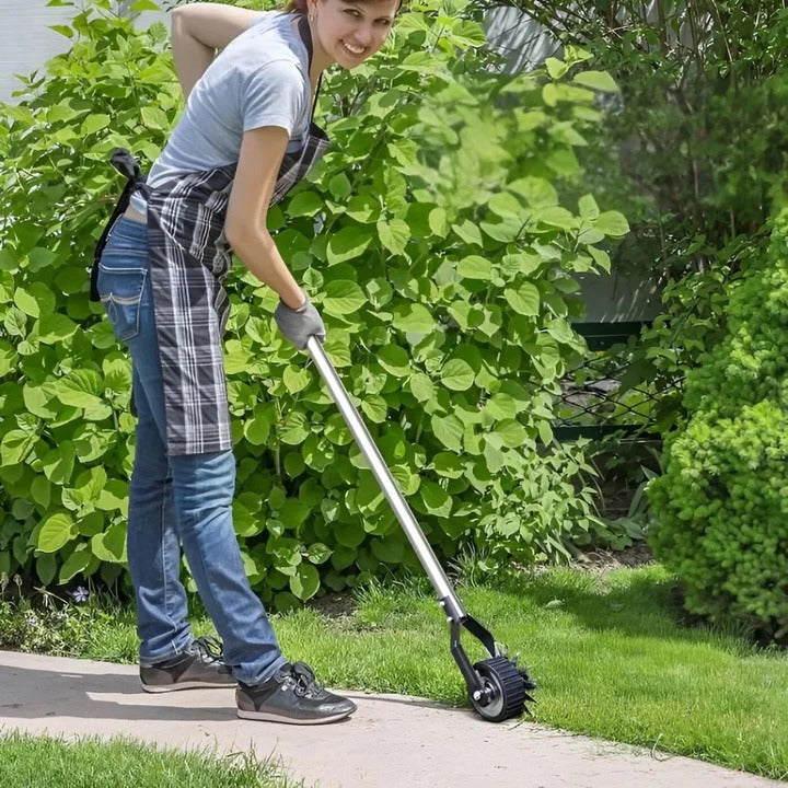 Manual lawn edger with adjustable height for precise, crisp yard borders & home landscaping.