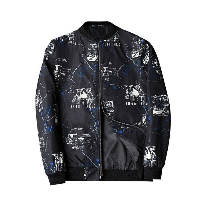 Men's Abstract Printed Bomber Jacket by Enzo. Stylish outerwear for modern men's casual fashion.
