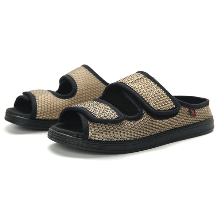 Lightweight men's wide fit slip-on shoes with adjustable Velcro for easy comfort, ideal for orthopedic needs.