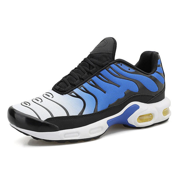 Men's Air Cushion running shoes in black, featuring breathable mesh and comfortable sole for athletic training.