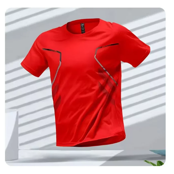 Men's athletic performance t-shirt, moisture-wicking for gym & workout sessions.