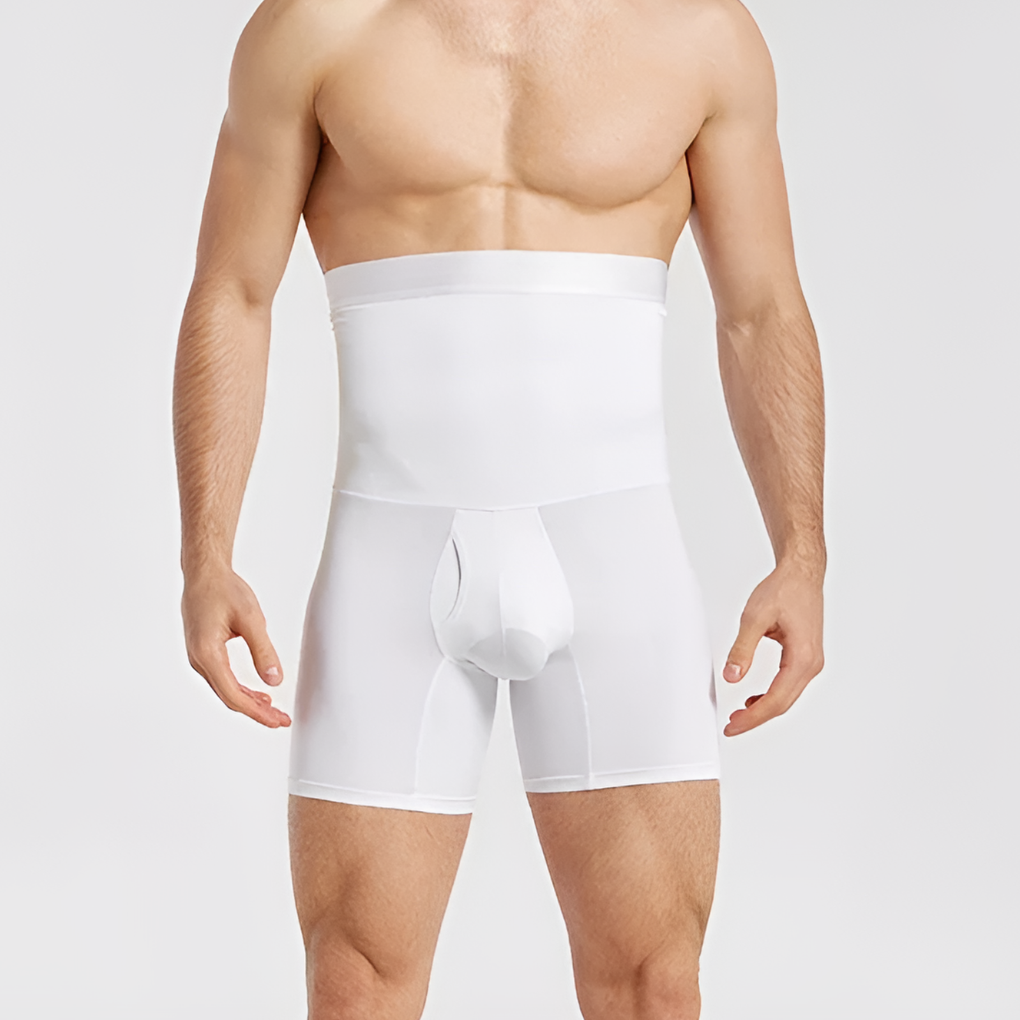 Comfortable men's compression pants designed for active use, featuring robust thigh and waist support.