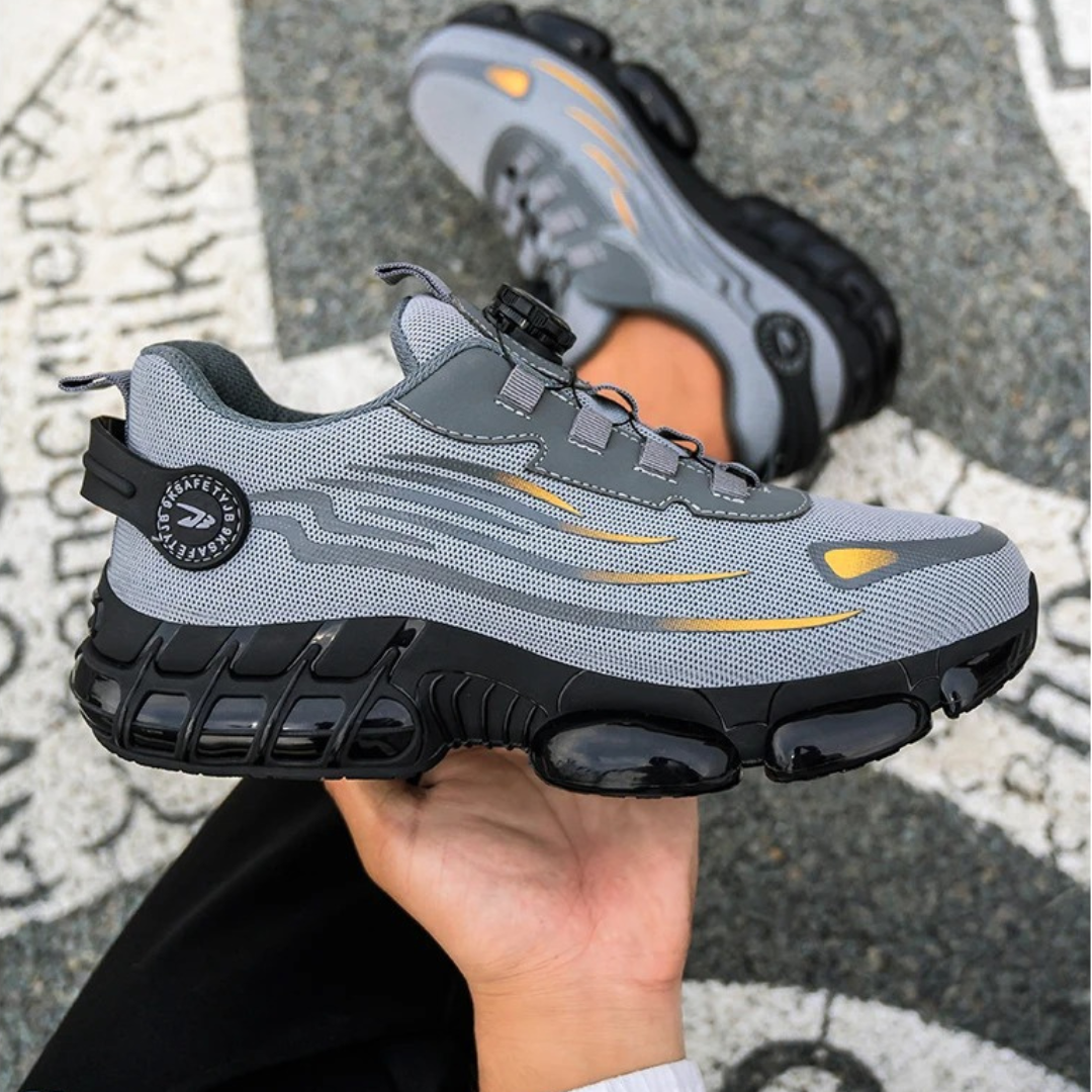 Professional men's durable slip-resistant work shoes with dial lace, designed for long-lasting comfort and safety.