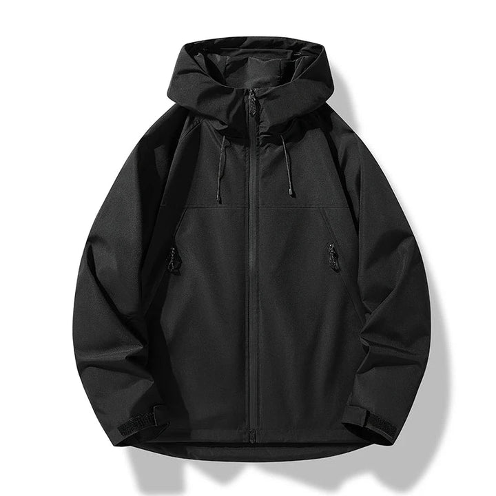 Lightweight men's waterproof windproof hooded jacket in a vibrant blue color, ideal for activewear.