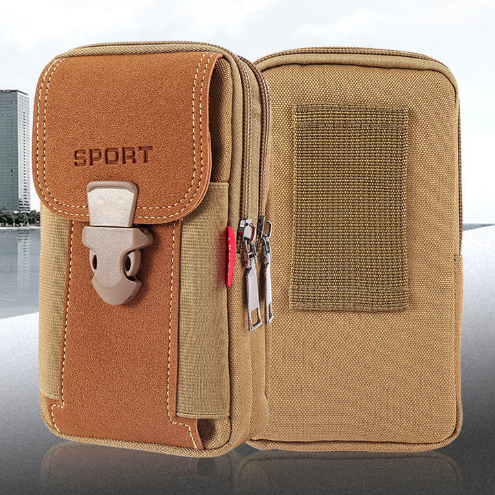 Outdoor sports phone waist bag for men, durable nylon with secure zipper, perfect for running