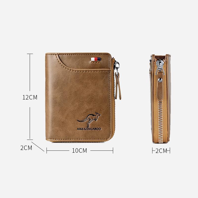 Close-up of the RFID blocking material in a men's leather wallet.