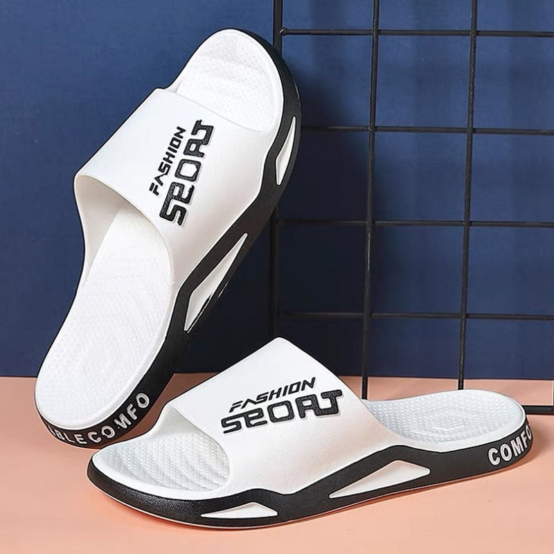 Men's white sport slide sandals with a comfortable footbed, perfect for everyday wear