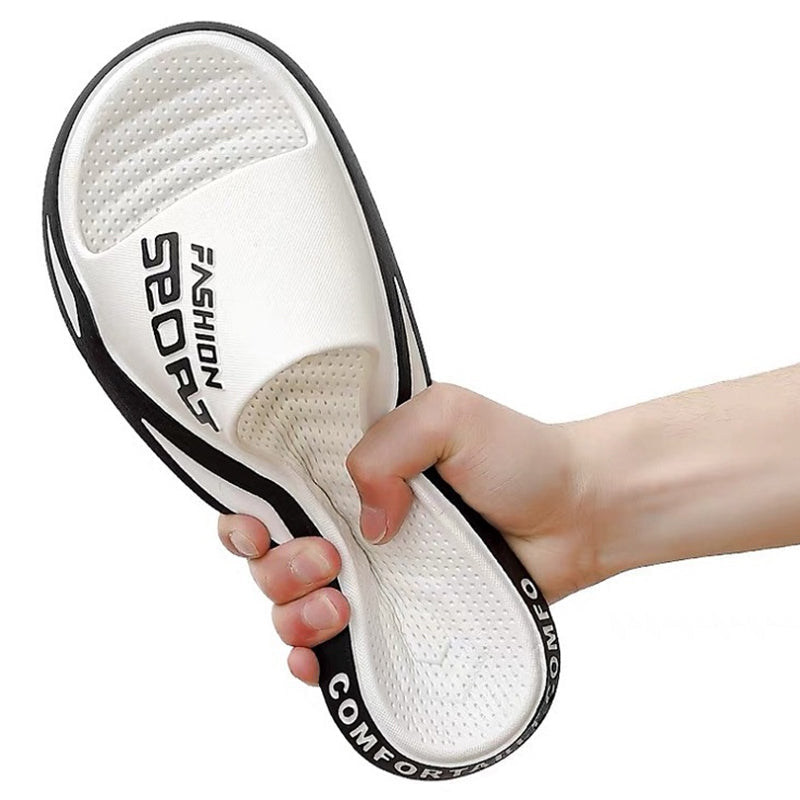 Detail of the non-slip sole on men's sport slide sandals, outdoor footwear essential