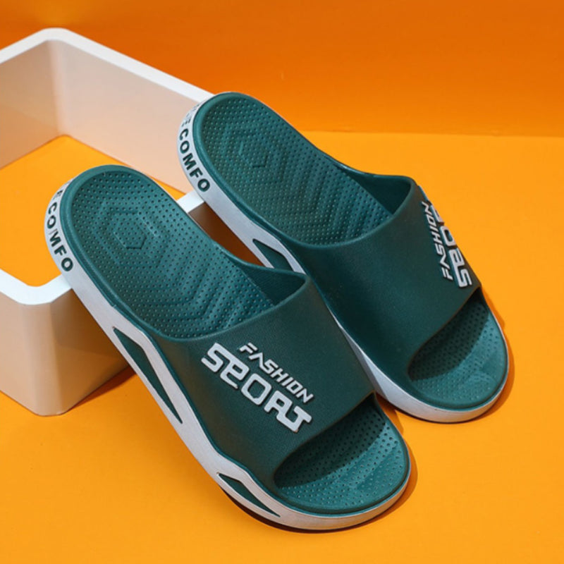 Men's dark green sport slide sandals, a versatile option for casual and beach wear
