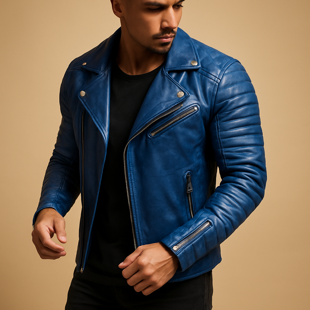 Black men's waterproof biker jacket for riding, suitable as a fall, winter, or rain jacket with wind protection.