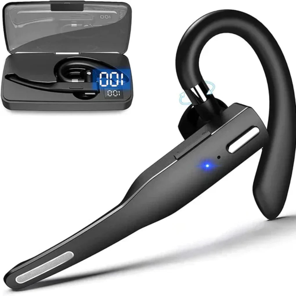 Men's Bluetooth 5.1 headset with dual noise-cancelling mics for clear wireless calls.