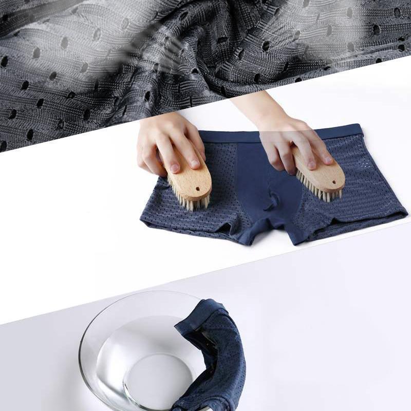 Packet of men's ice silk briefs, emphasizing the breathable fabric and cooling properties for daily wear.