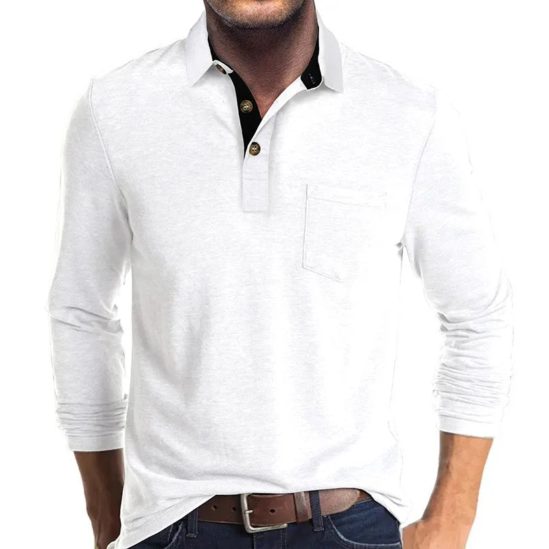 Matteo men's breathable long sleeve polo shirt, a versatile casual top for modern men's fashion.