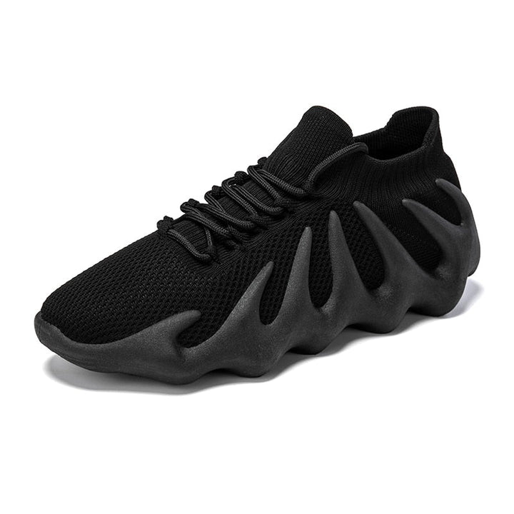 Modern men's breathable mesh lace-up sneakers, lightweight comfort for versatile wear.