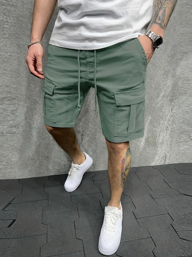 Comfortable men's cargo shorts with a drawstring waist, ideal for casual summer style and an active lifestyle.