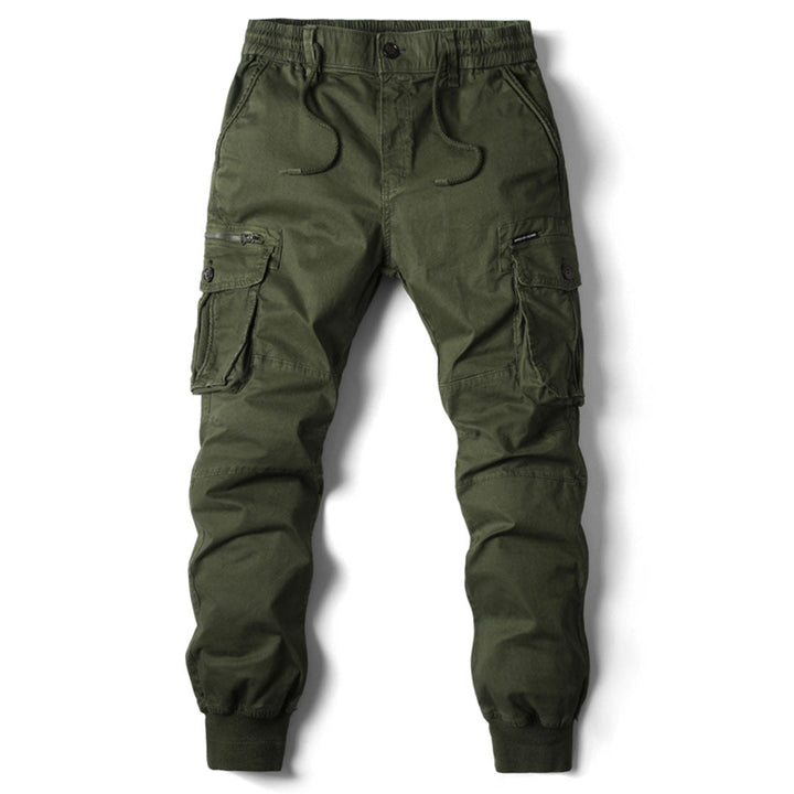 Back view of men's jogger pants, displaying the rear pockets and clean casual aesthetic.