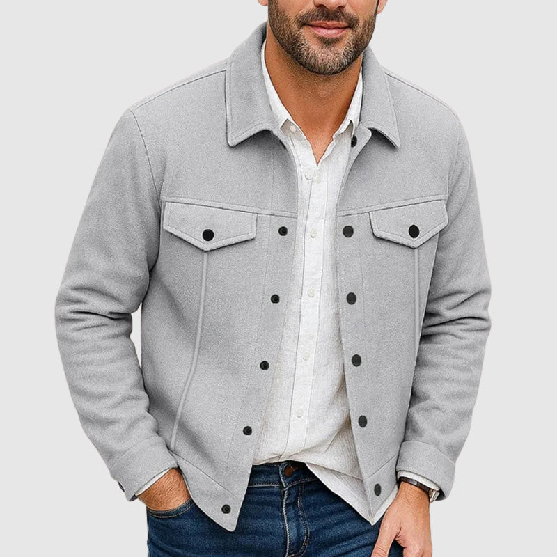 Comfortable men's shirt jacket with button-down front. Perfect casual outerwear & layering for a modern men's look.