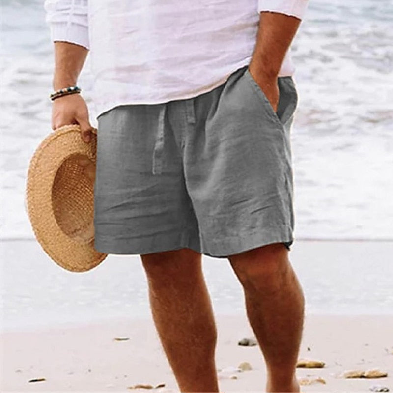Men's summer drawstring chino shorts, casual style, comfortable and multi-pocket design.