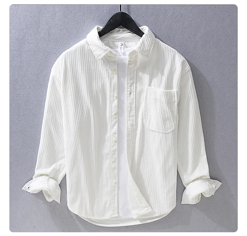 Men's casual long sleeve corduroy shirt, featuring a classic design for relaxed outings
