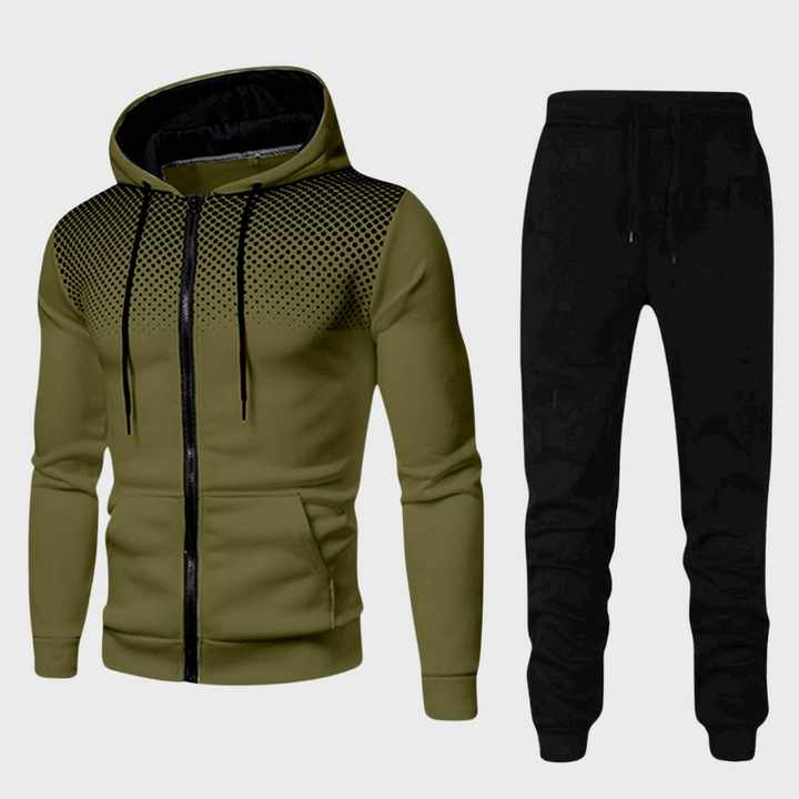 Men's casual grey hoodie and joggers tracksuit set, perfect for lounging or athletic activities