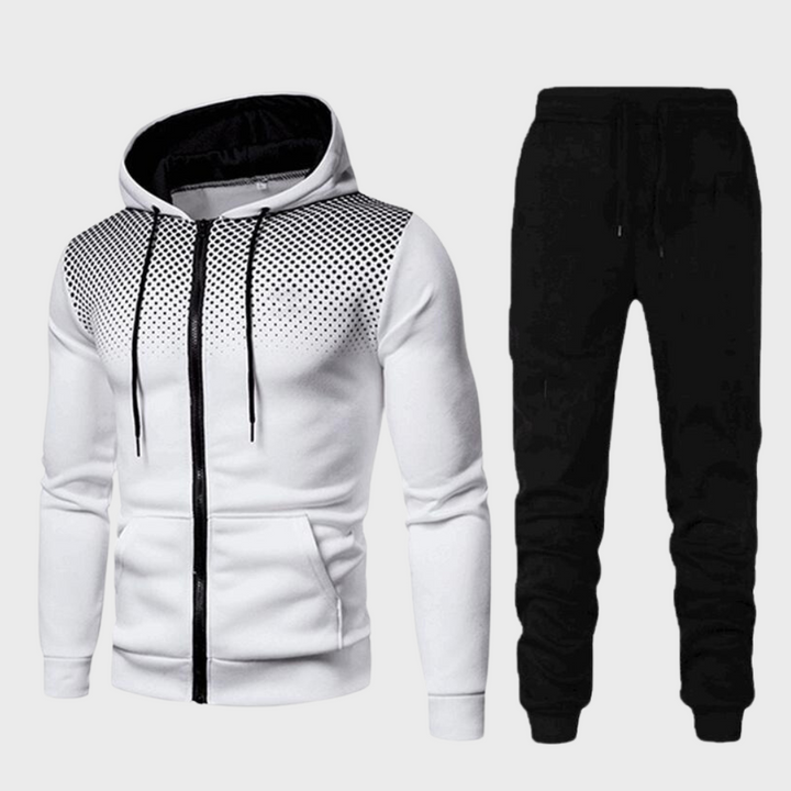 Complete men's tracksuit set with a cozy hoodie and practical joggers, suitable for various occasions