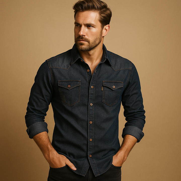 Stylish men's button-down long sleeve shirt, a versatile choice for casual fashion and everyday comfort.