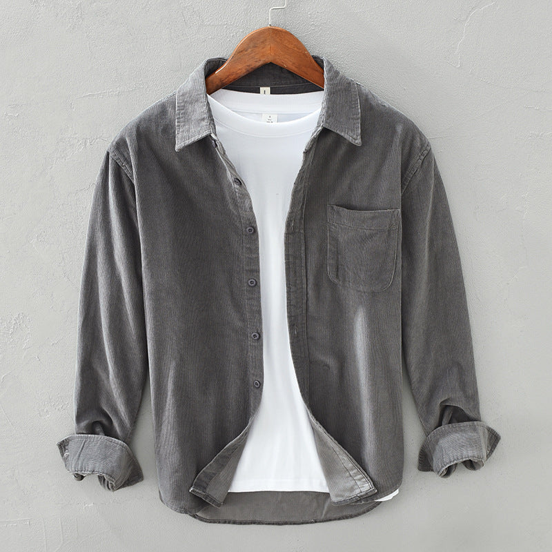 Men's casual long sleeve button-up shirt with a classic collar, perfect for everyday style.