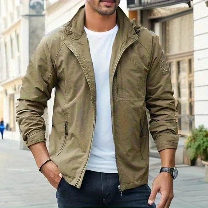 Men's casual long sleeve street jacket with zipper, perfect for urban style and everyday wear