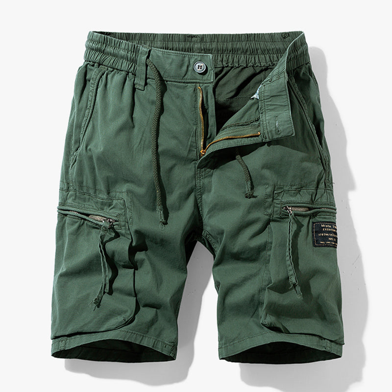 Durable men's tactical cargo shorts with multi-pockets & drawstring. Great for work, hiking, and outdoor utility.