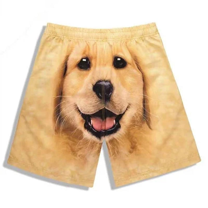 Men's summer fashion shorts with a unique retriever print, perfect for beach and active use