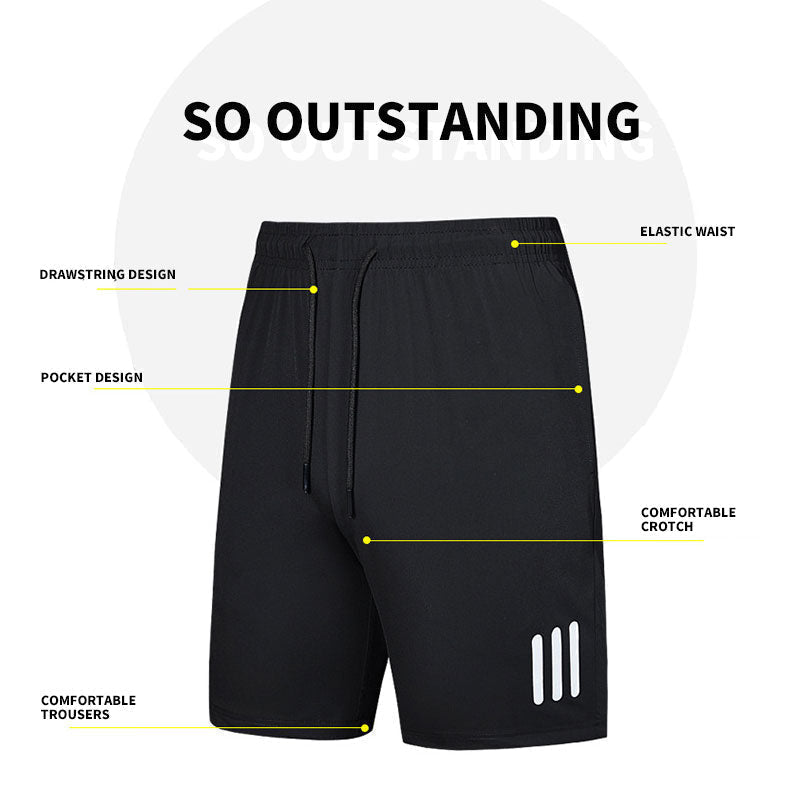 Model wearing grey men's casual drawstring shorts, demonstrating comfortable and relaxed fit for daily activities.