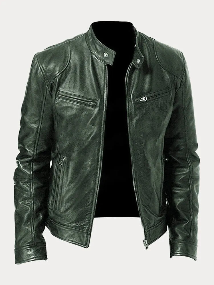 Modern fit men's jacket with a zip-up closure, ideal for stylish casual outfits.