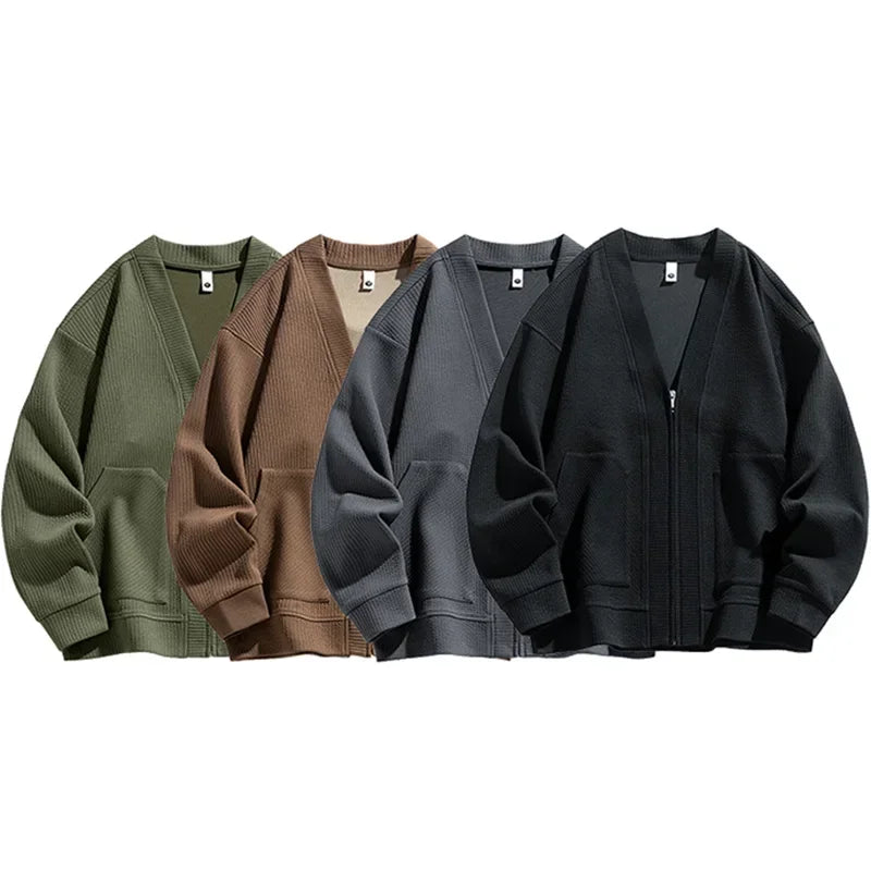 Effortless men's casual zip-up sweater, a versatile cardigan for stylish men's fashion & comfort.