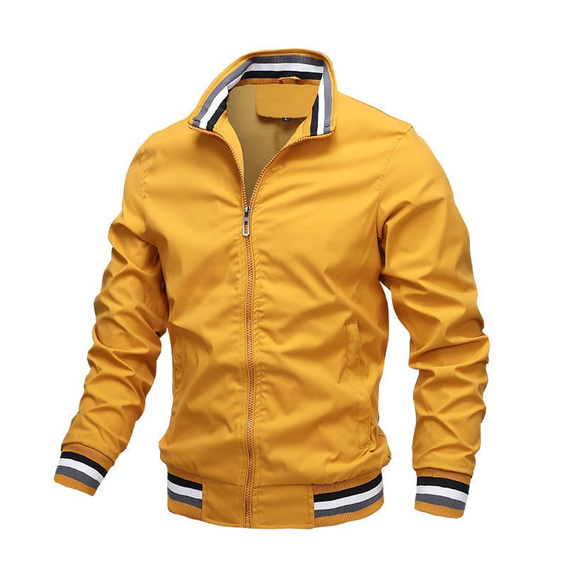 Fashionable men's spring jacket, a gray lightweight bomber with practical zipper detail