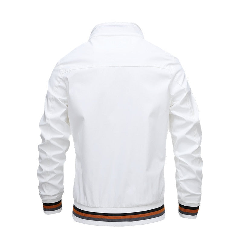 Men's everyday outerwear, a brown zipper bomber jacket, comfortable and casual for autumn