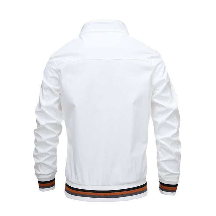 Men's everyday outerwear, a brown zipper bomber jacket, comfortable and casual for autumn