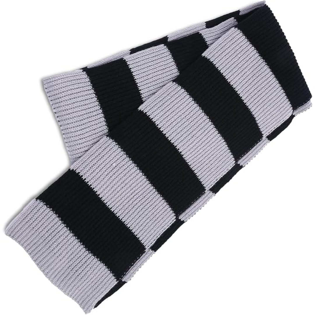 Men's chunky knitted striped scarf for winter warmth and style.