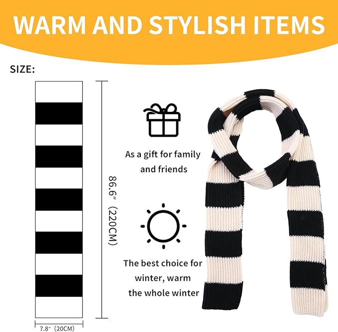 Stay warm and stylish with this men's chunky striped winter scarf, perfect for cold weather.