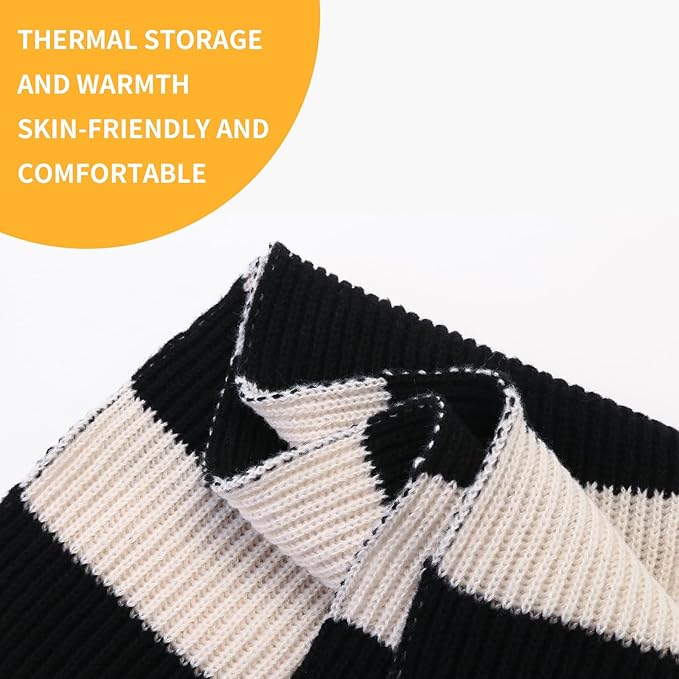 Stylish men's chunky striped knitted scarf, a comfortable and fashionable winter accessory.