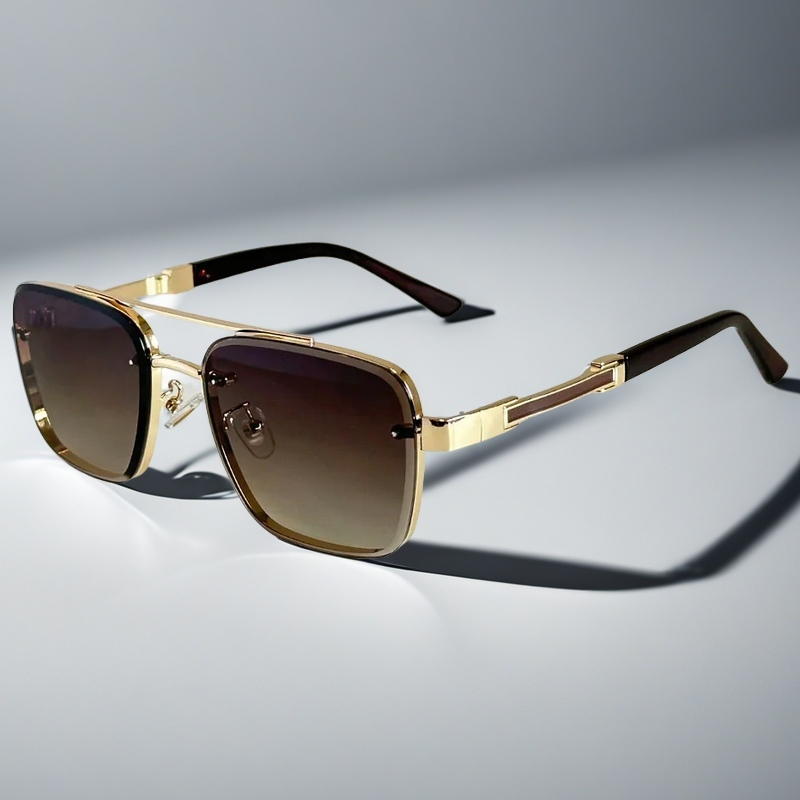 Men's classic aviator sunglasses with gold frame and stylish gradient lenses for UV protection.