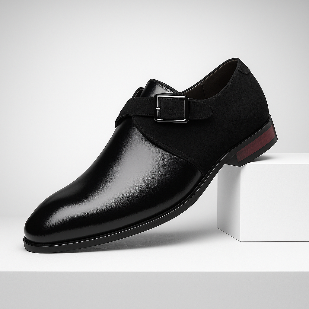Rich brown suede men's buckle loafers for a sophisticated look.
